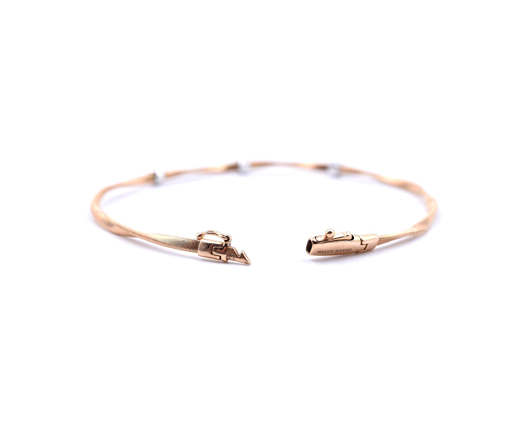 Round Cut Marco Bicego 18 Karat Rose Gold Marrakech Twisted Bracelet