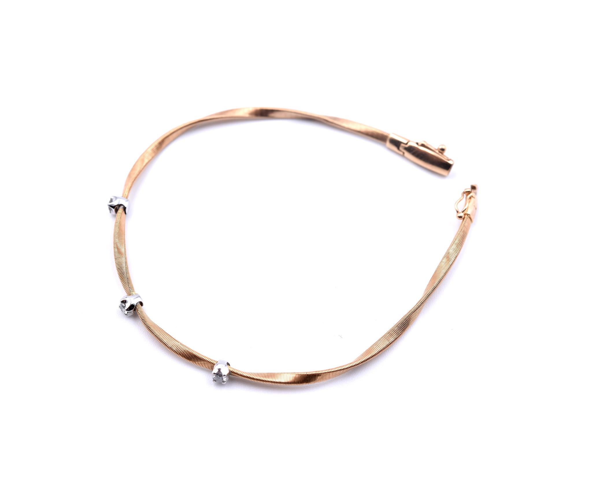 Marco Bicego 18 Karat Rose Gold Marrakech Twisted Bracelet In Excellent Condition In Scottsdale, AZ
