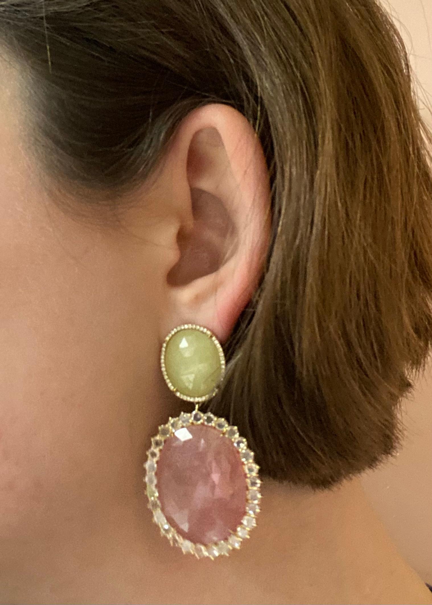 Taille rose Marco Bicego Boucles d'oreilles en goutte en saphir 18 carats et diamants Unico en vente