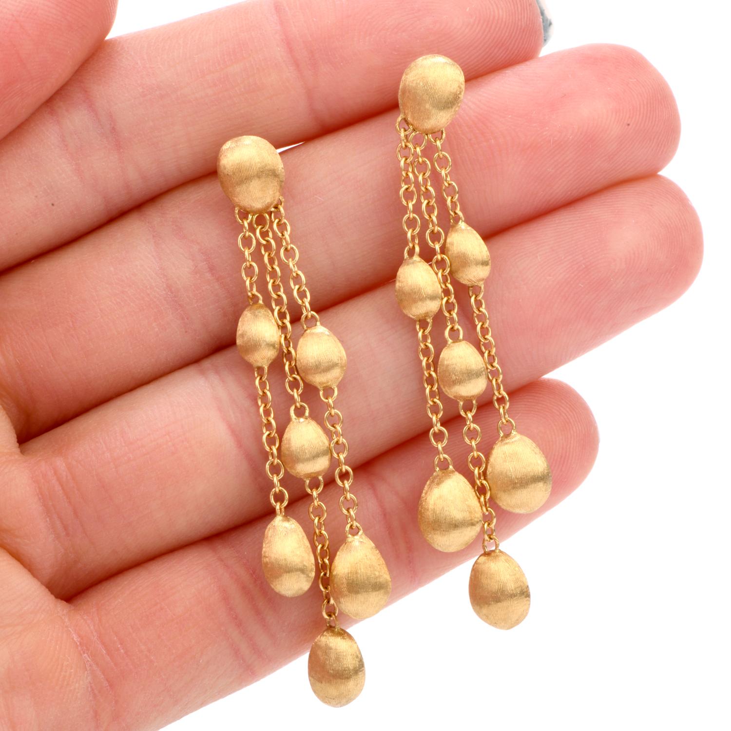 Modern Marco Bicego 18 Karat Siviglia 3-Strand Dangle Drop Earrings