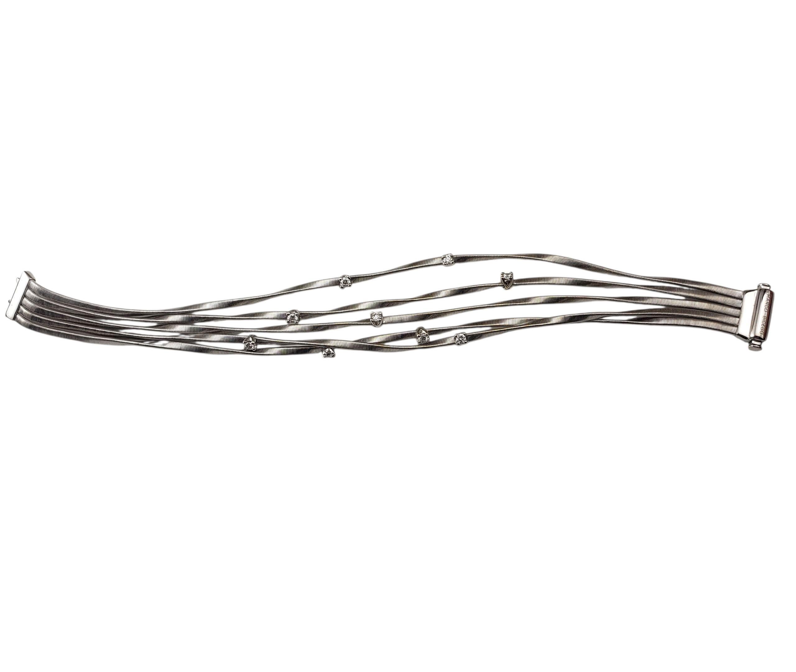 Marco Bicego 18K White Gold and Diamond Five Strand Marrakech Bracelet #23327 en vente