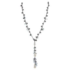 Marco Bicego - Collana Lariat con perle e cristalli in oro bianco 18 carati