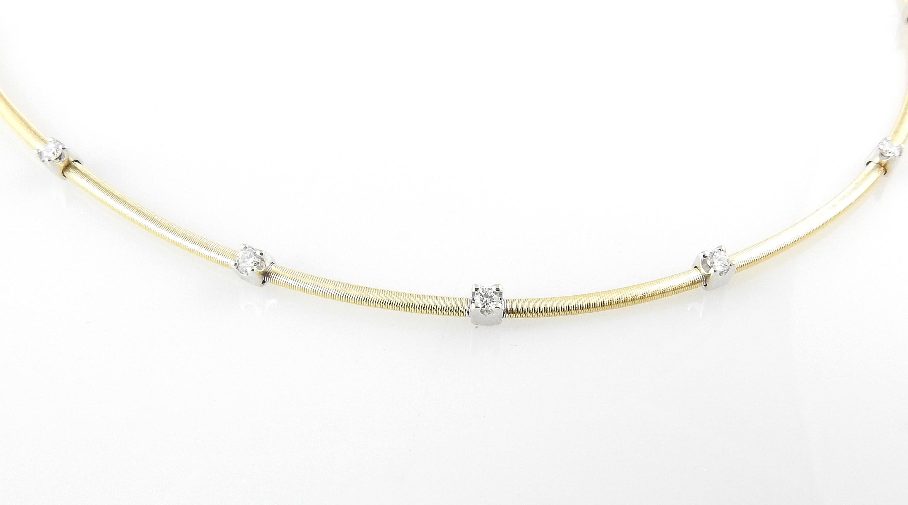 Marco Bicego 18k Yellow and White Gold Diamond 7 Station Necklace In Good Condition In Washington Depot, CT