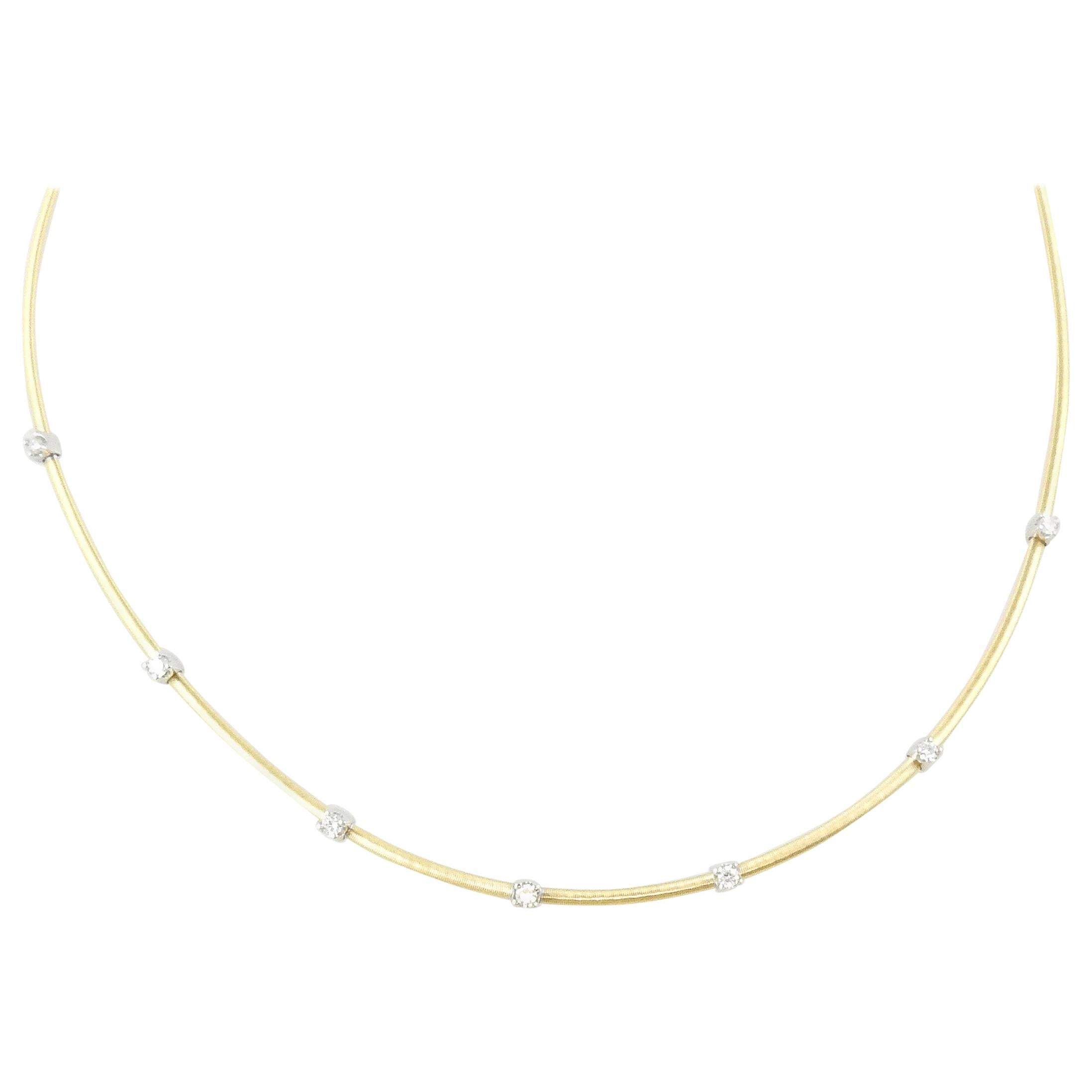 Marco Bicego 18k Yellow and White Gold Diamond 7 Station Necklace