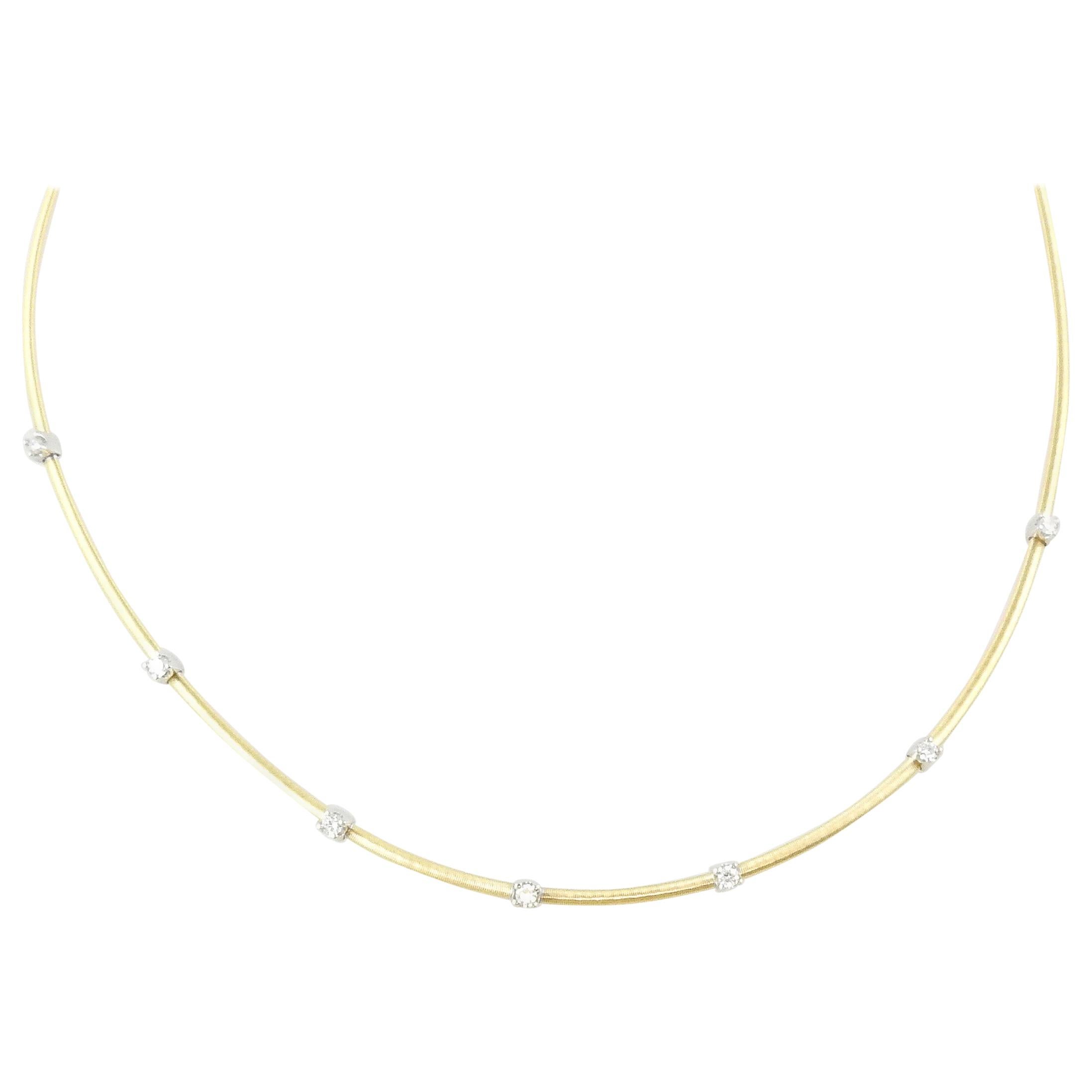 Marco Bicego 18k Gelb- und Weißgold Diamant 7 Stationen Halskette
