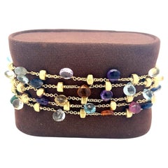 Marco Bicego Or Jaune 18K 4.5-5.8 MM Multi-Gem Link Bracelet 27.53 Grammes