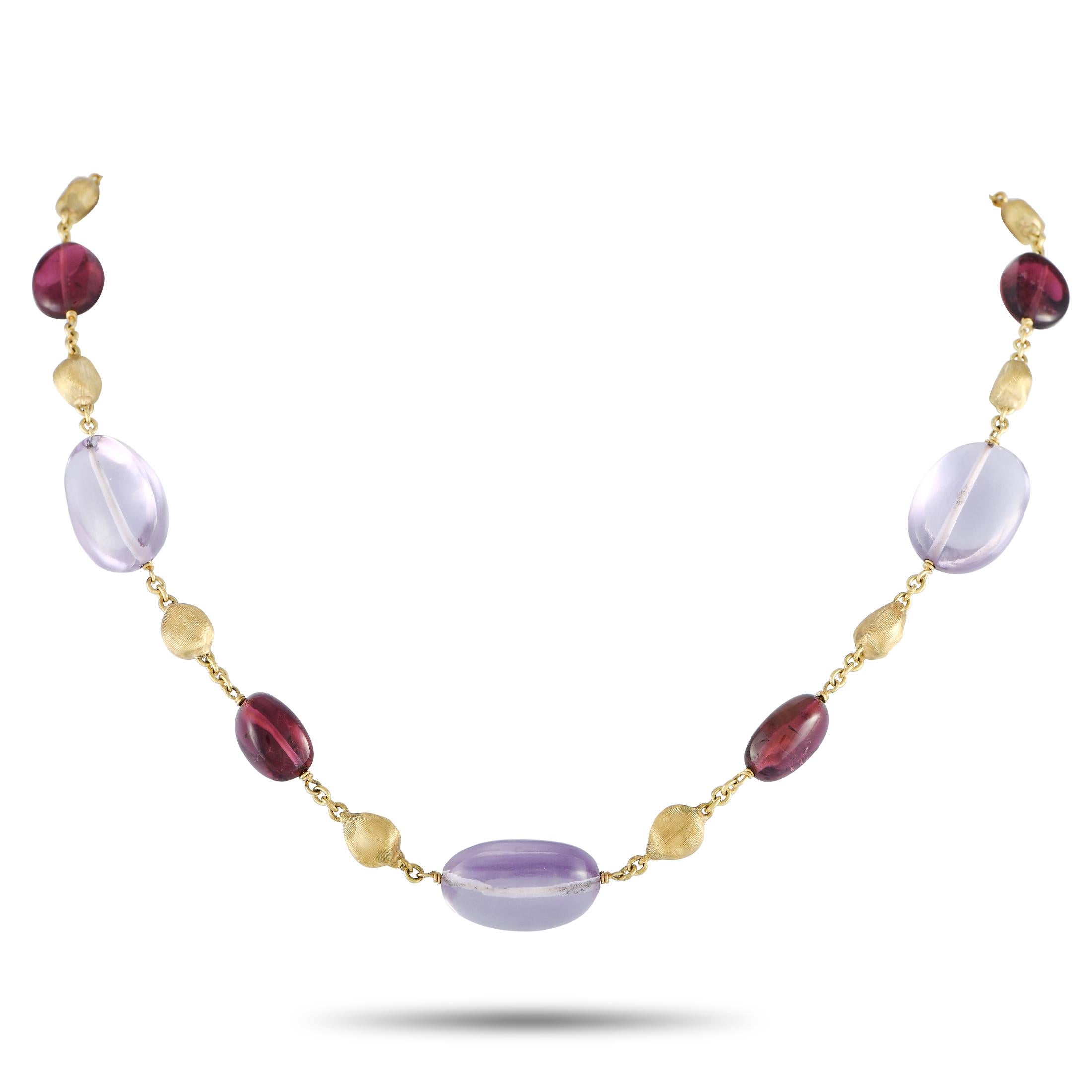 Marco Bicego Halskette aus 18 Karat Gelbgold mit Amethyst und Granat im Zustand „Hervorragend“ in Southampton, PA