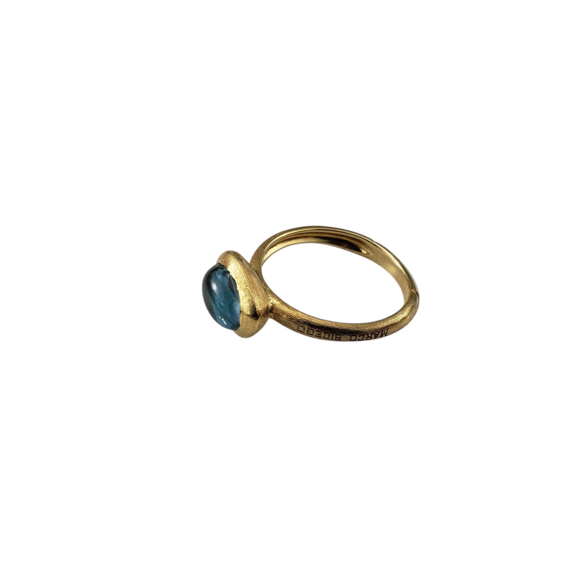 Marco Bicego 18K Yellow Gold and Cabochon Blue Topaz Jaipur Ring Size 7.5 #20225 In Good Condition In Washington Depot, CT