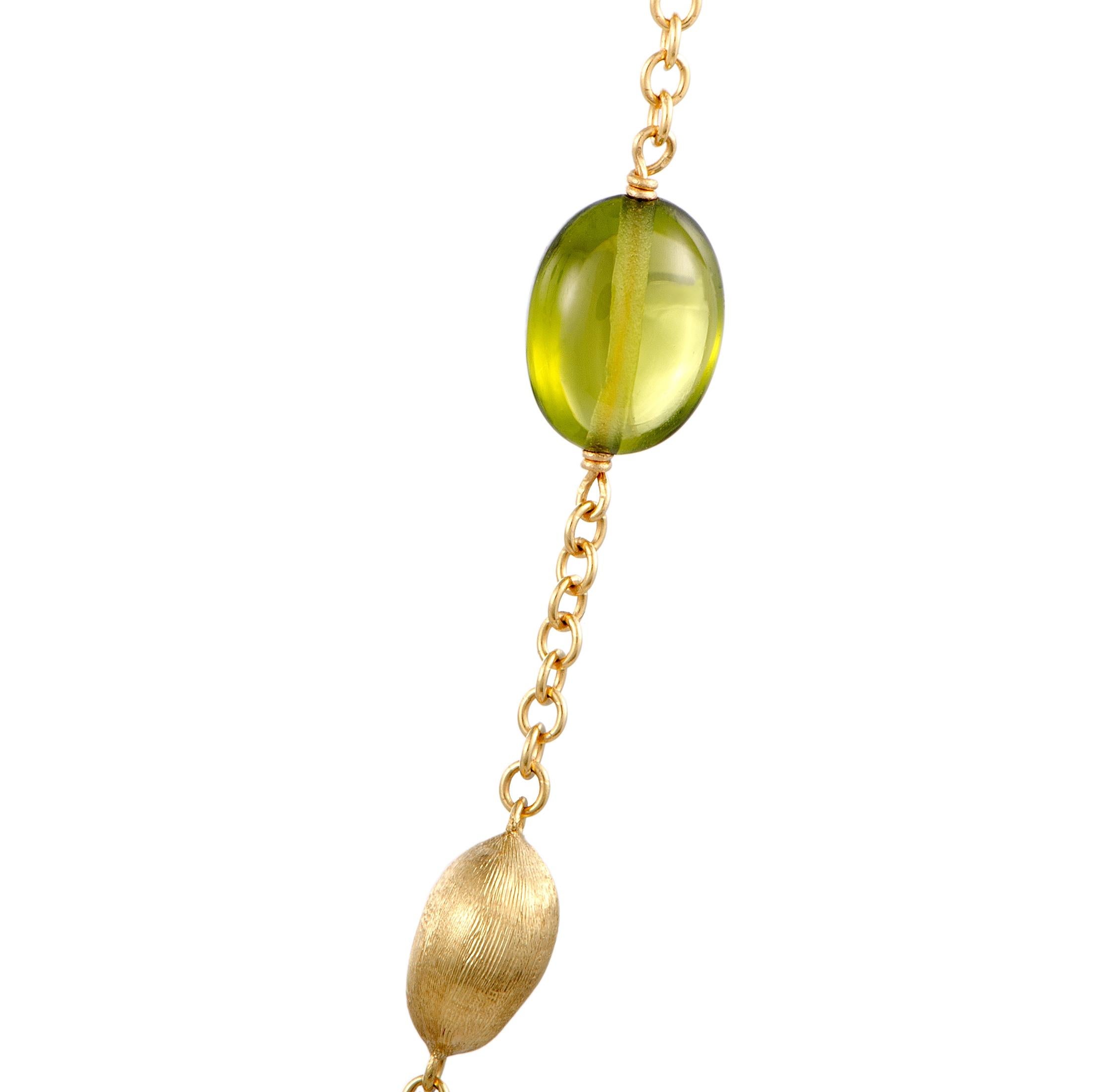 Marco Bicego 18 Karat Yellow Gold and Multiple Gemstone Necklace In Excellent Condition In Southampton, PA
