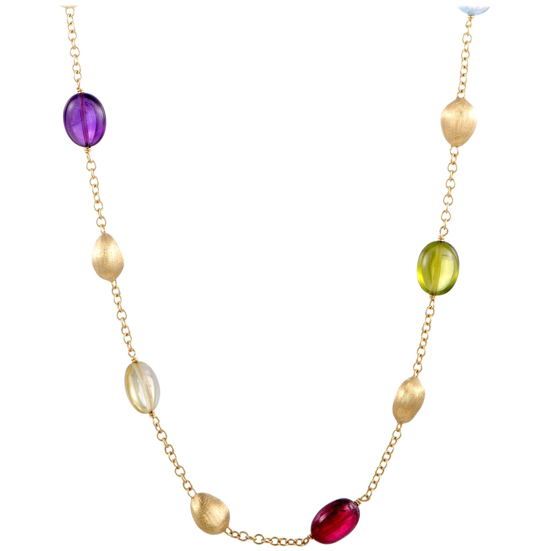 Marco Bicego 18 Karat Yellow Gold and Multiple Gemstone Necklace