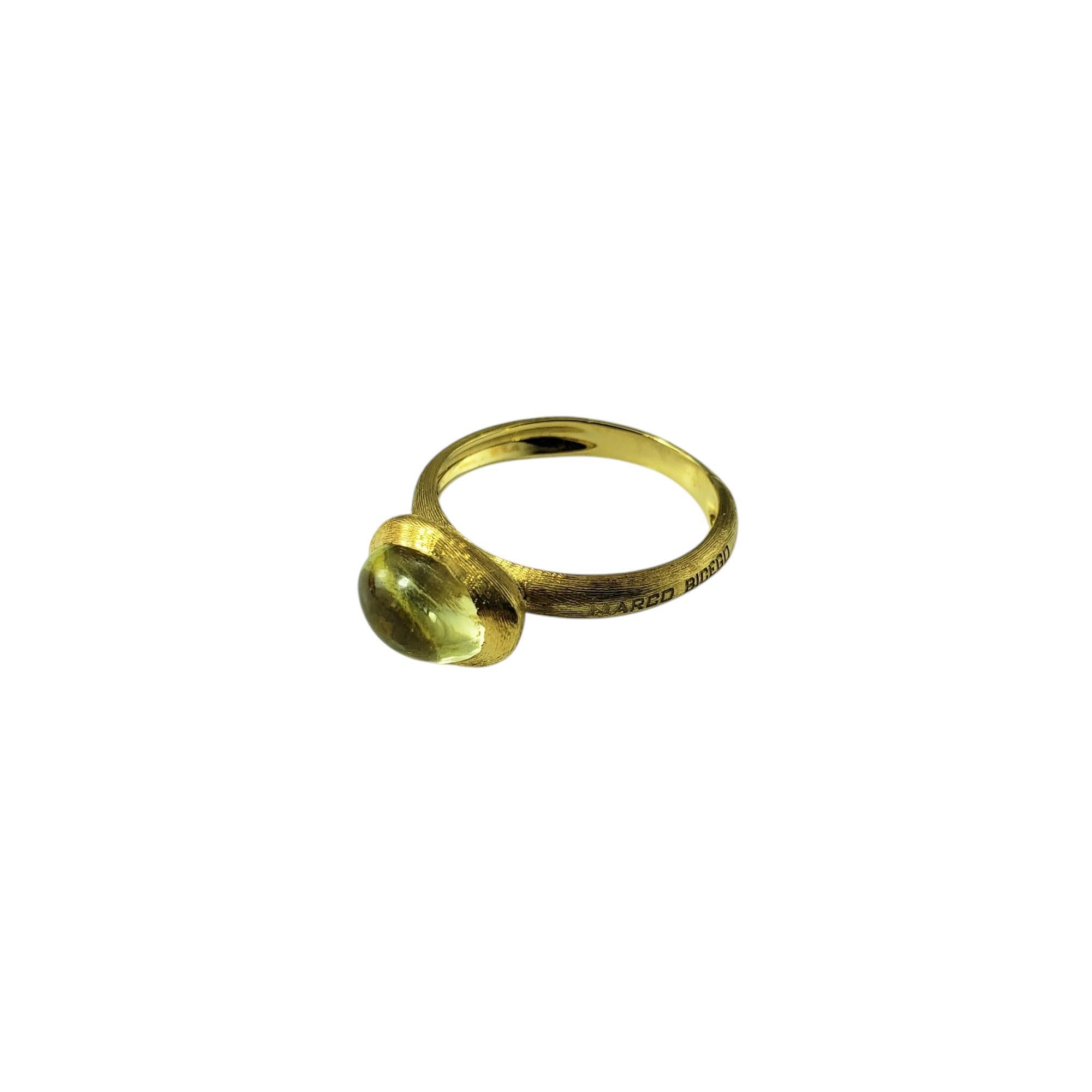 Contemporary Marco Bicego 18K Yellow Gold Cabochon Citrine Jaipur Frame Ring Size 7.5 For Sale