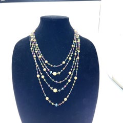 Marco Bicego 18k Yellow Gold Graduated Five-Strand Beaded Gem Necklace 18"