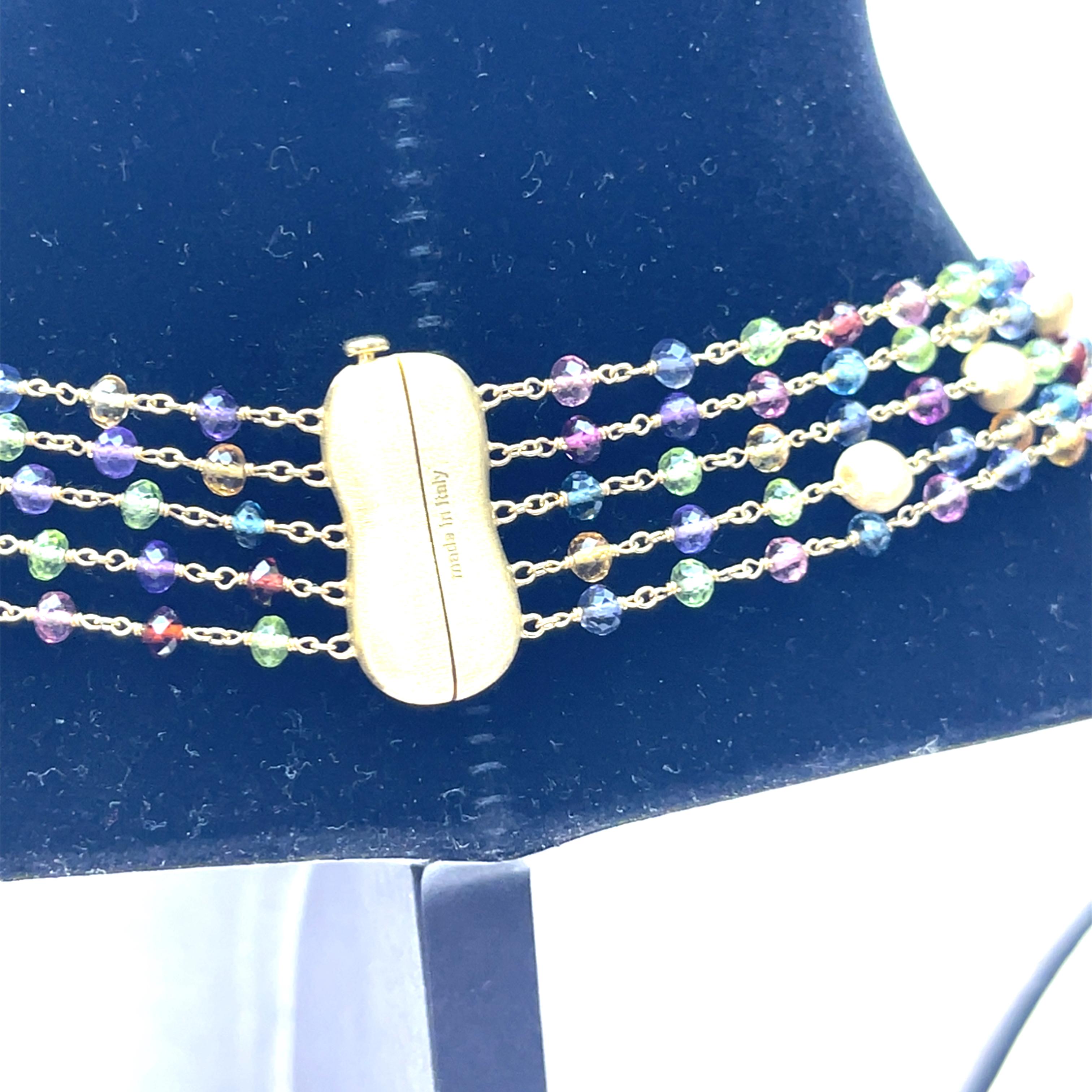 Moderno Marco Bicego - Collana di perline a cinque fili in oro giallo 18k - 18
