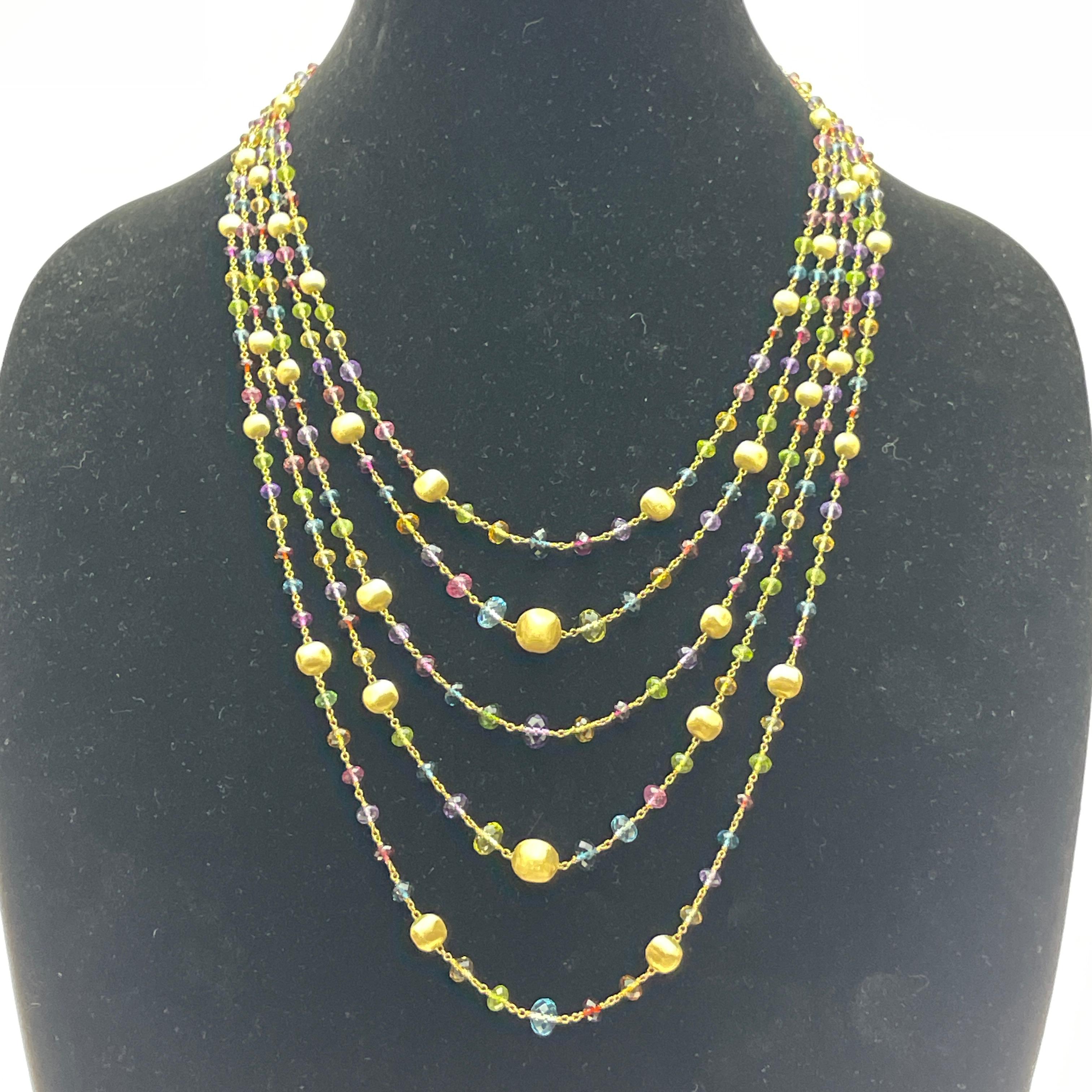 Marco Bicego - Collana di perline a cinque fili in oro giallo 18k - 18"