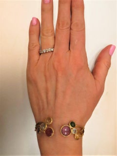 Marco Bicego 18 Karat Yellow Gold Hinged Bracelet with Semi Precious Stones