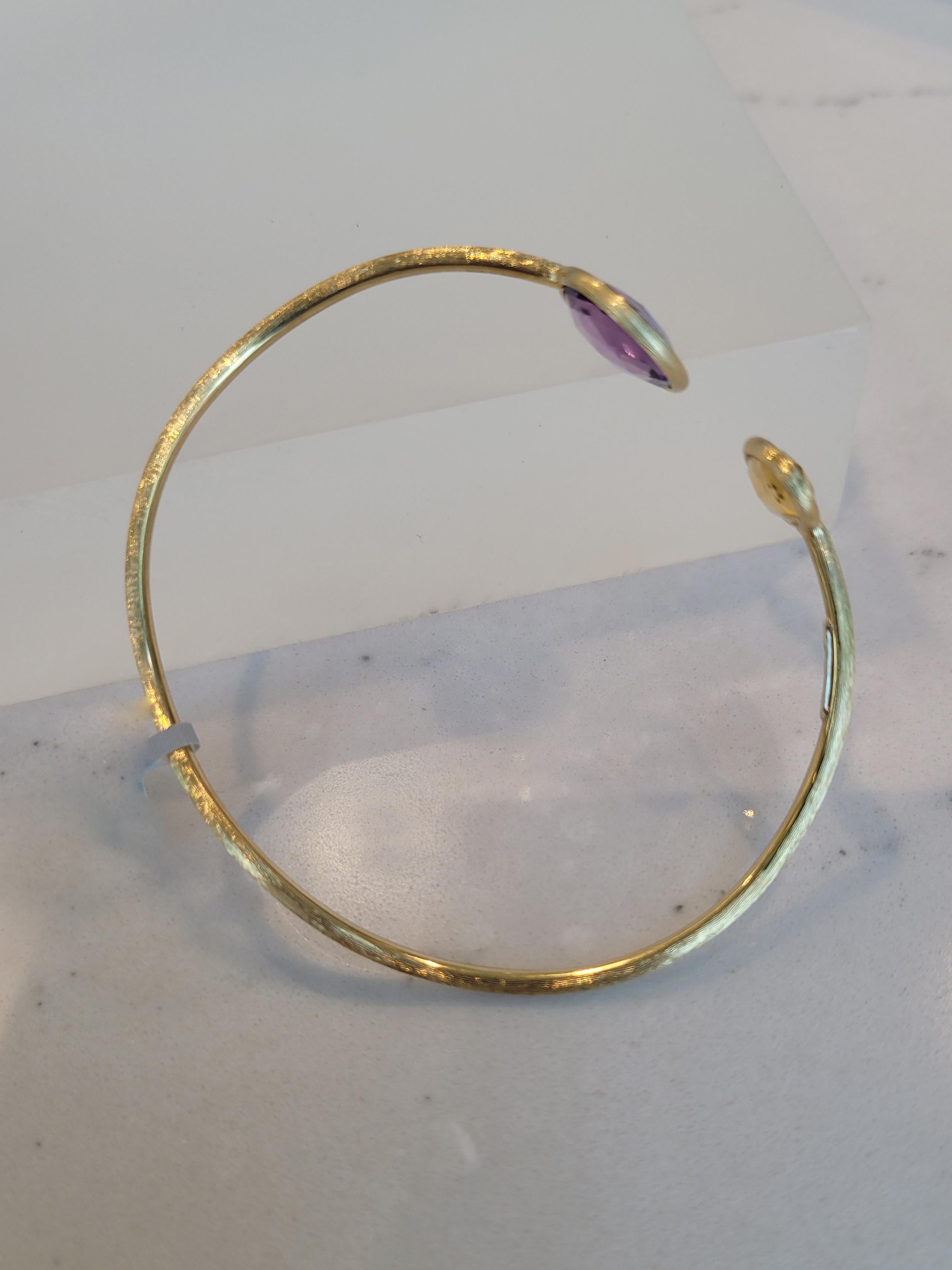 Rose Cut Marco Bicego 18K Yellow Gold Jaipur Amethyst and Citrine Bypass Bracelet