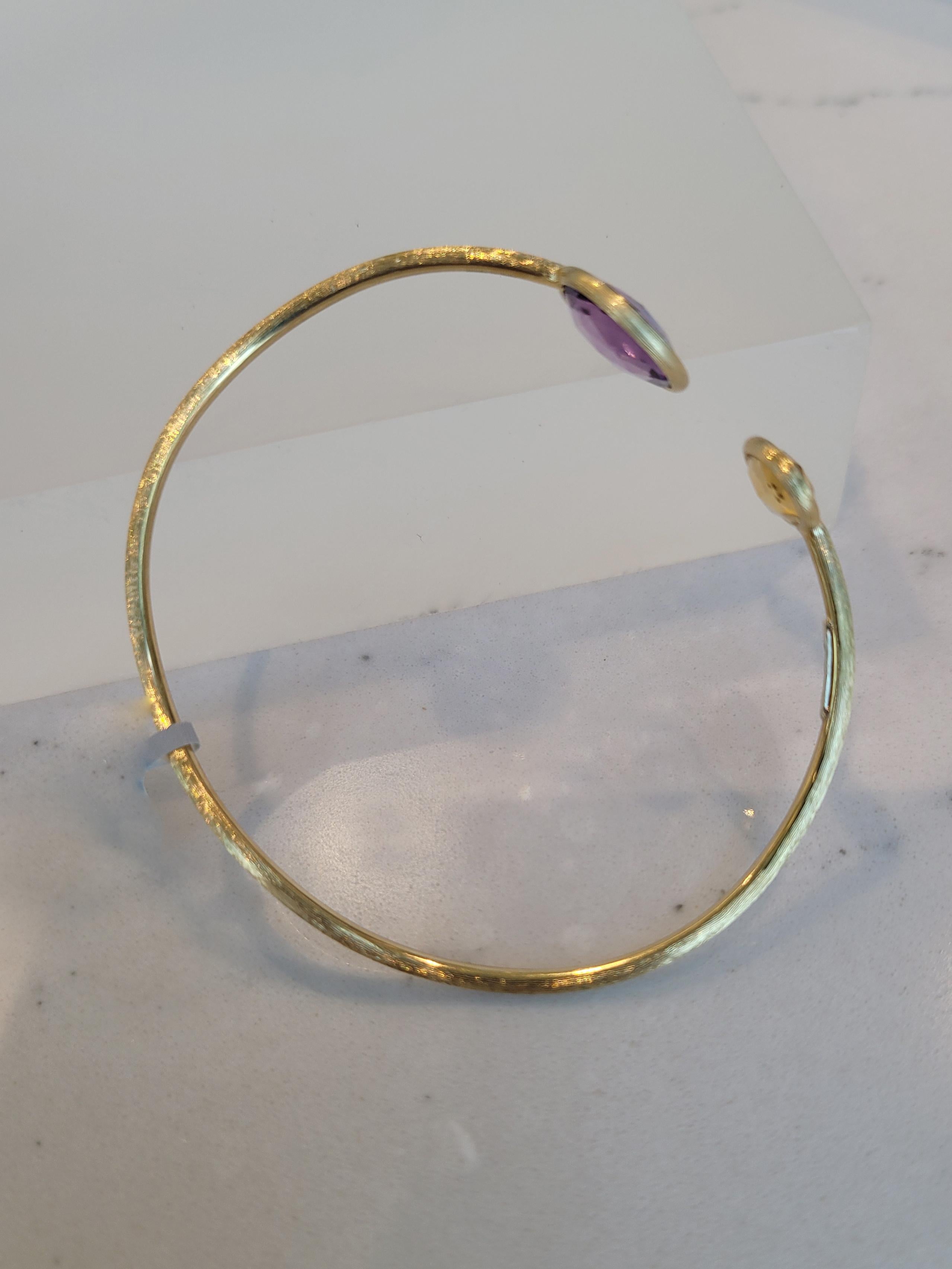 Marco Bicego Bypass-Armband aus 18 Karat Gelbgold mit Amethyst und Citrin im Zustand „Hervorragend“ in Colorado Springs, CO
