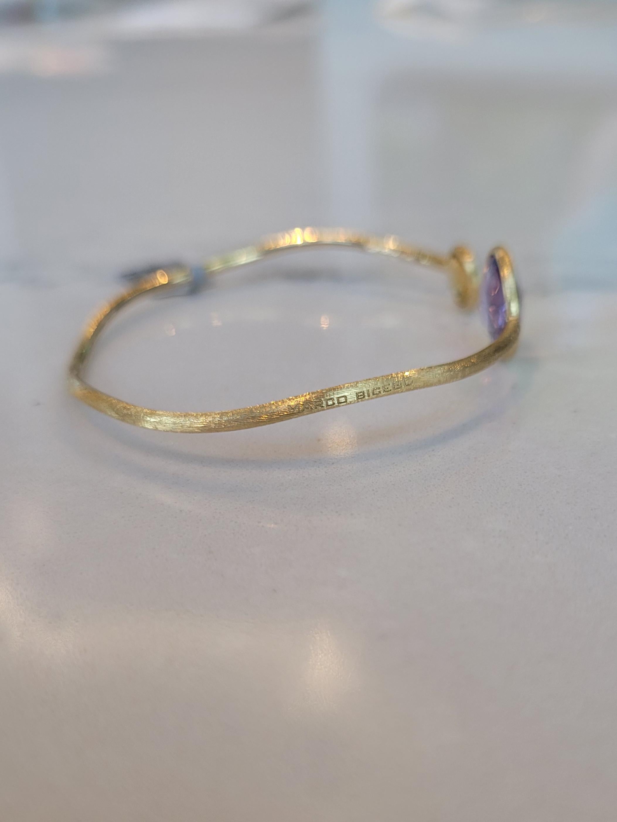 Marco Bicego 18K Yellow Gold Jaipur Amethyst and Citrine Bypass Bracelet In Excellent Condition In Colorado Springs, CO