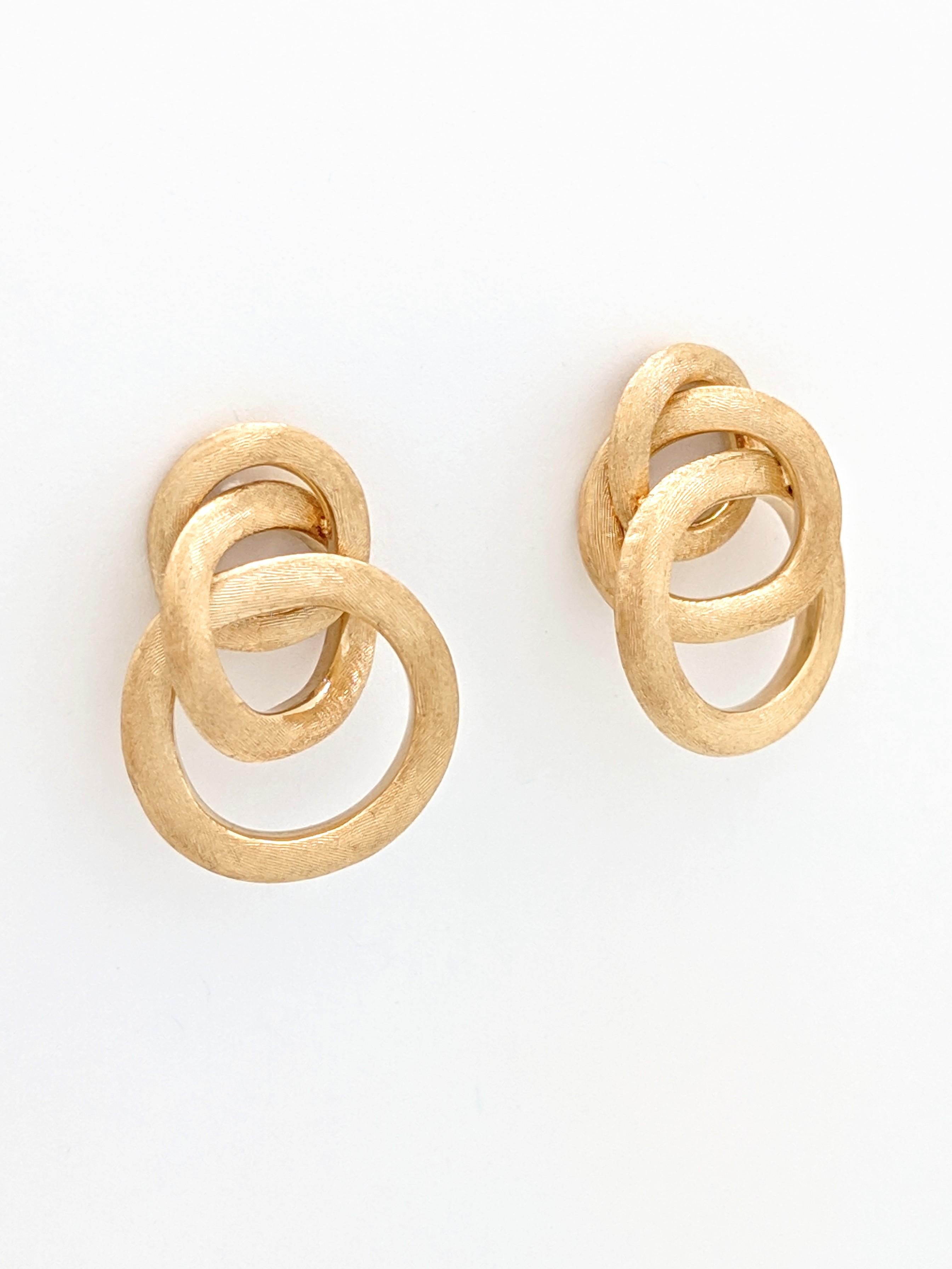 Marco Bicego 18 Karat Yellow Gold Link Small Knot Earrings Jaipur Collection In Excellent Condition In Gainesville, FL