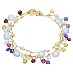 Marco Bicego 18K Yellow Gold Multi-gem Dangle Double Strand Bracelet