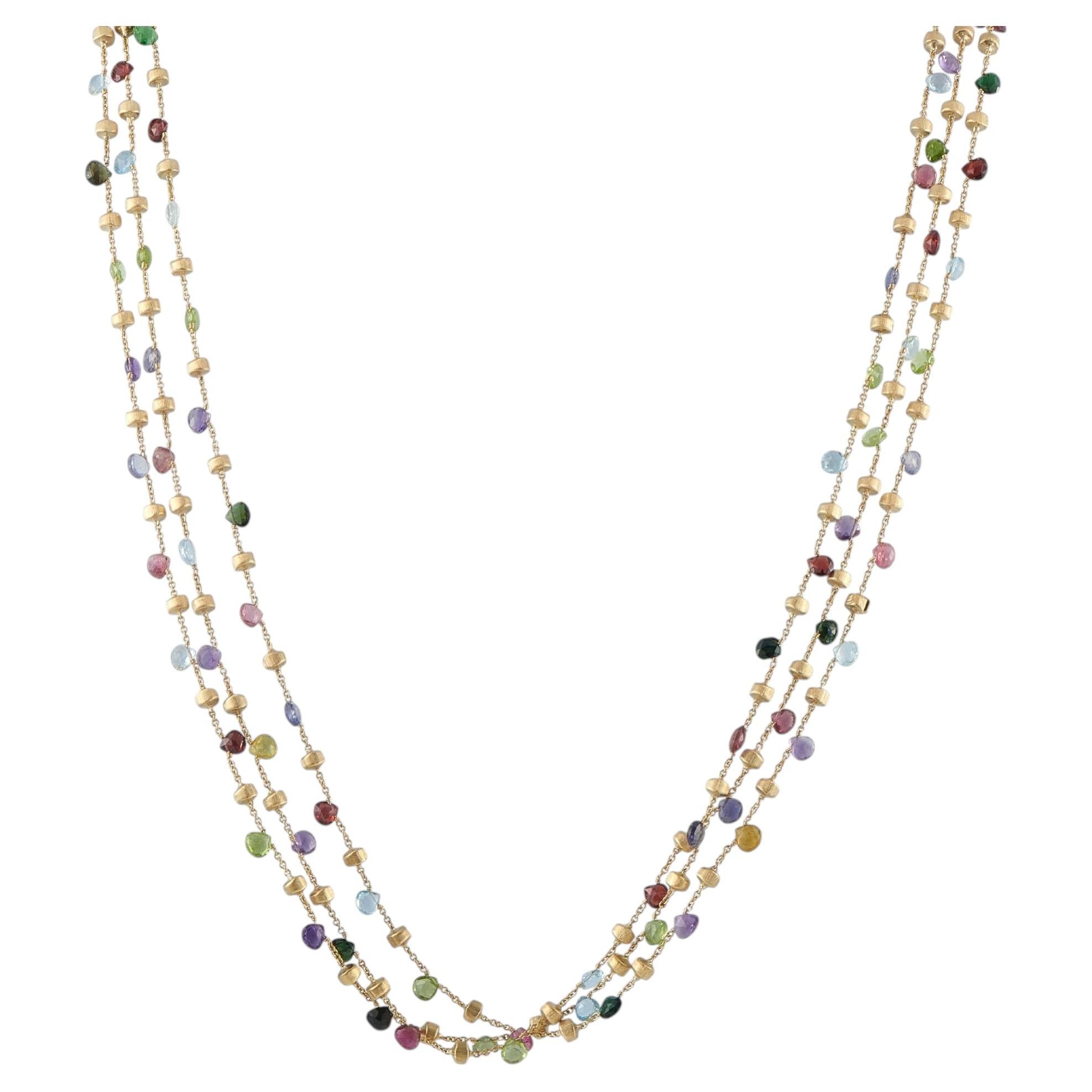 Marco Bicego 18K Yellow Gold Multi-Strand Gemstone Necklace MB08-062226 For Sale
