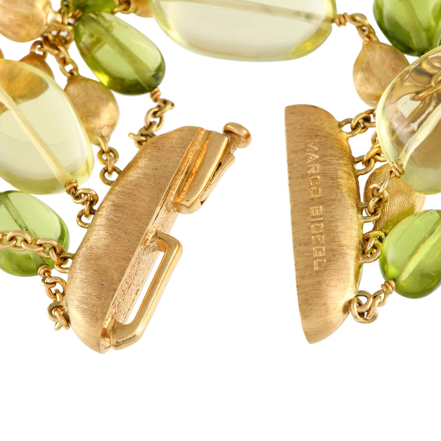 Taille mixte Marco Bicego Bracelet en or jaune 18 carats avec péridots en vente