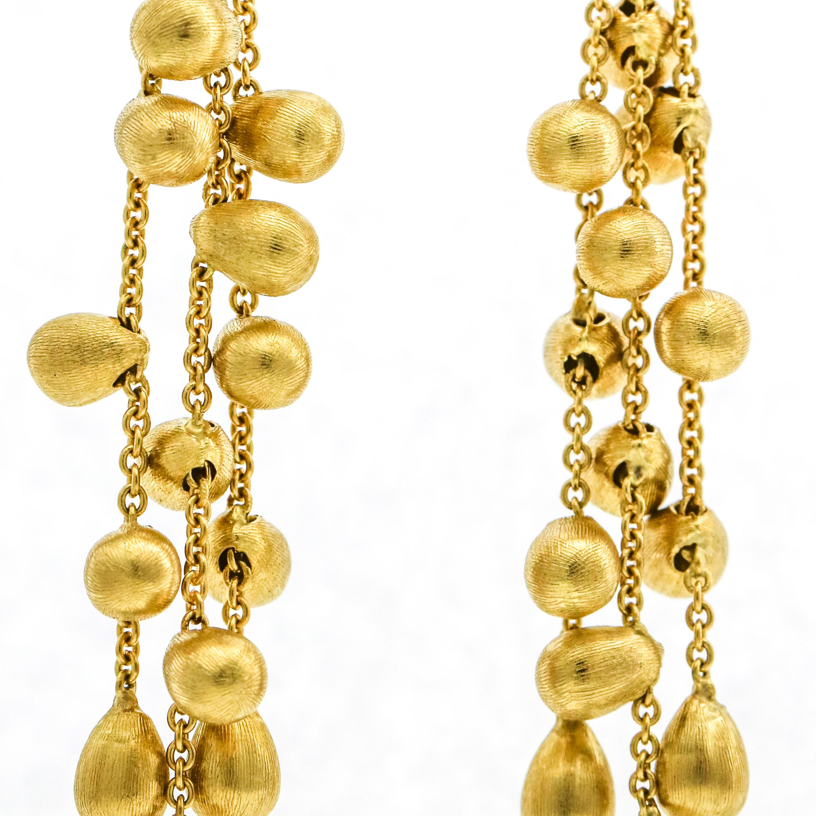 Marco Bicego 1 Karat Yellow Gold Siviglia 3-Strand Drop Earrings In Excellent Condition For Sale In Fort Lauderdale, FL
