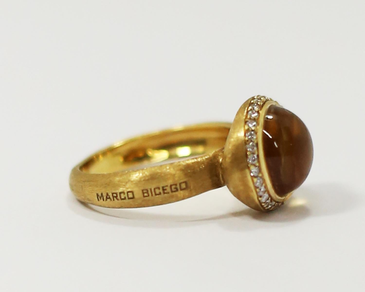 Romantic Marco Bicego 18 Karat Gold and Lemon Citrine and Diamond Ring