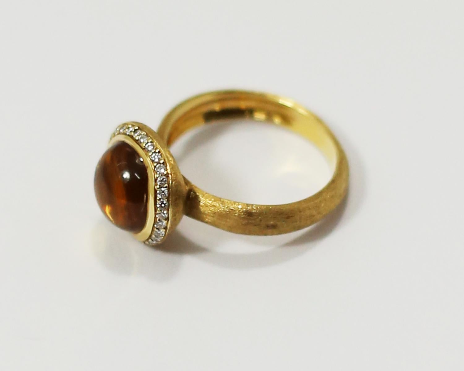Marco Bicego 18 Karat Gold and Lemon Citrine and Diamond Ring In Excellent Condition In Bilbao, ES