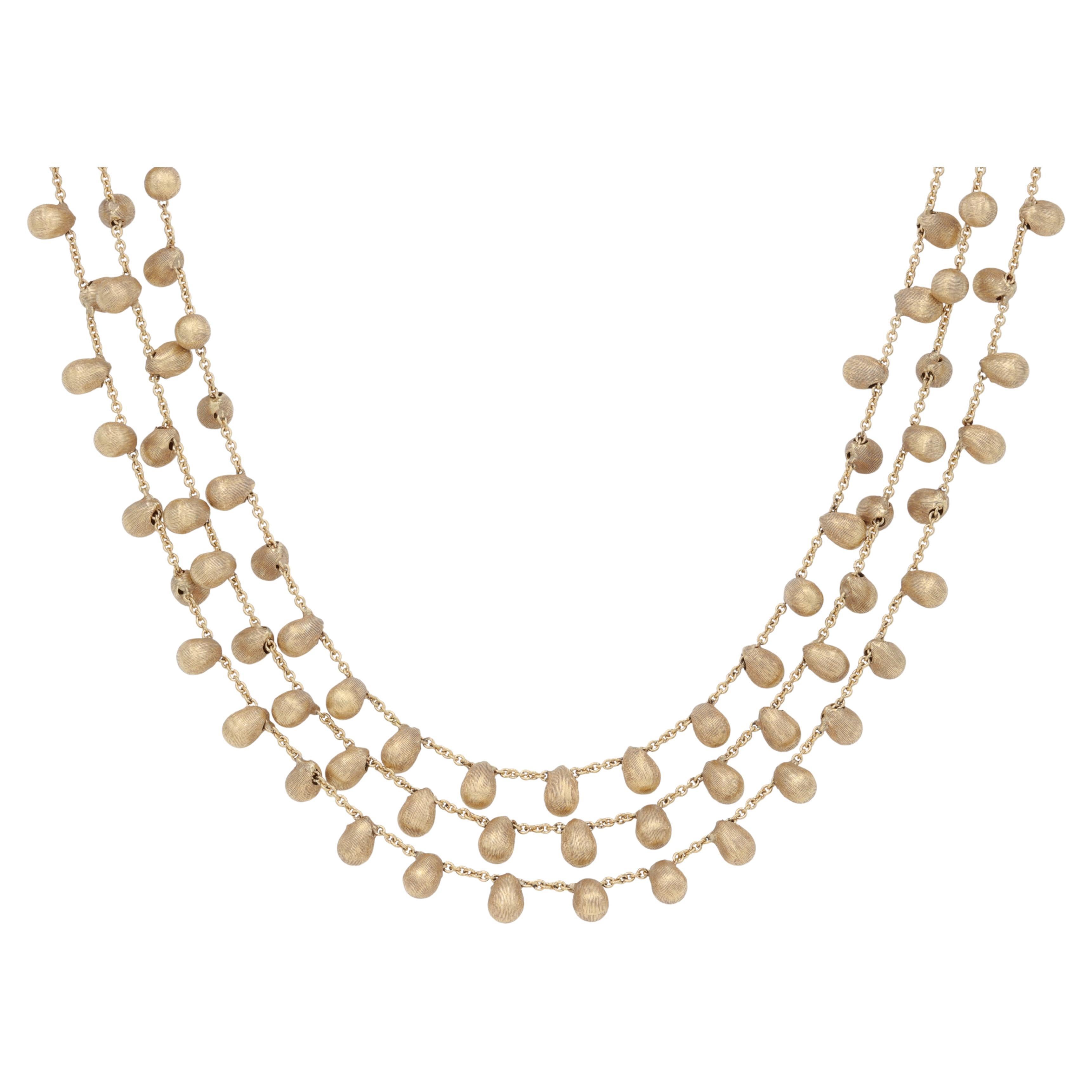 Marco Bicego 3 Strand Acapulco Necklace 18 Karat Yellow Gold For Sale