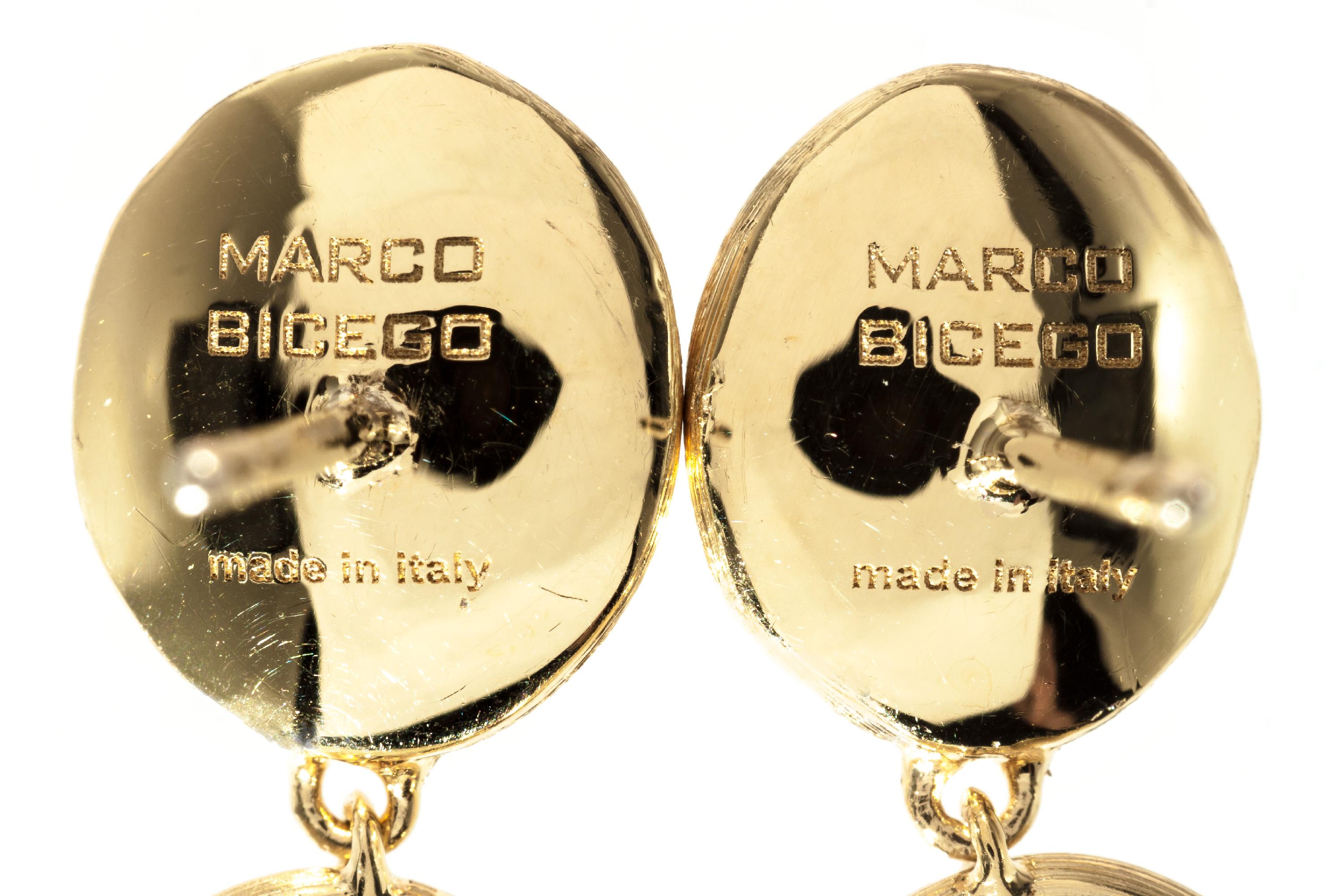 Marco Bicego 4.90 Carat Sapphire Yellow Gold Siviglia Collection Dangle Earrings In Excellent Condition In Stamford, CT