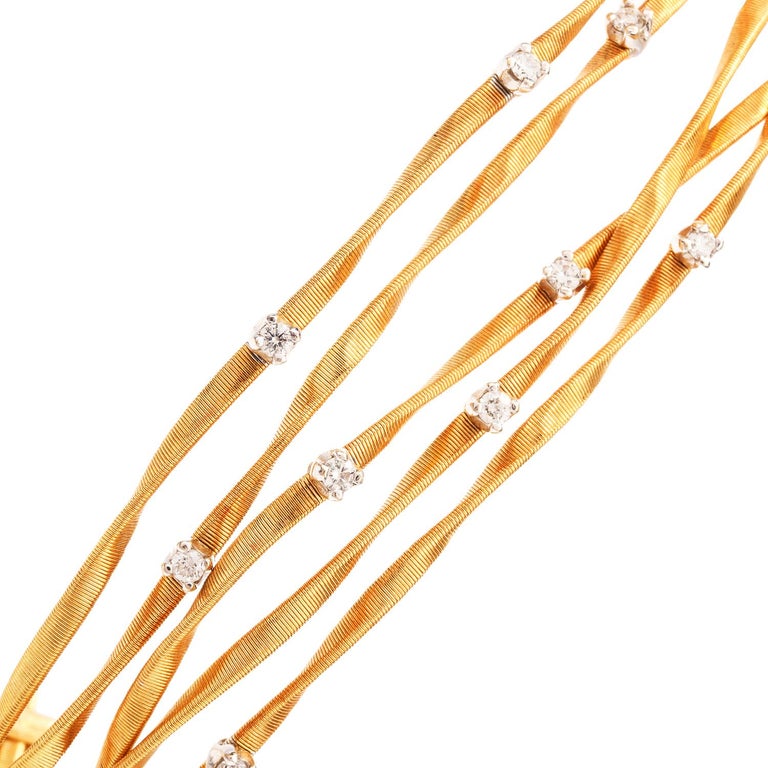 Marco Bicego 5 Strand Diamond 18 Karat Coiled Wire Bracelet at 1stDibs