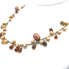 Marco Bicego Gliederhalskette aus 18 Karat Gelbgold mit 5.8-4.3 mm Briolette und Citrin