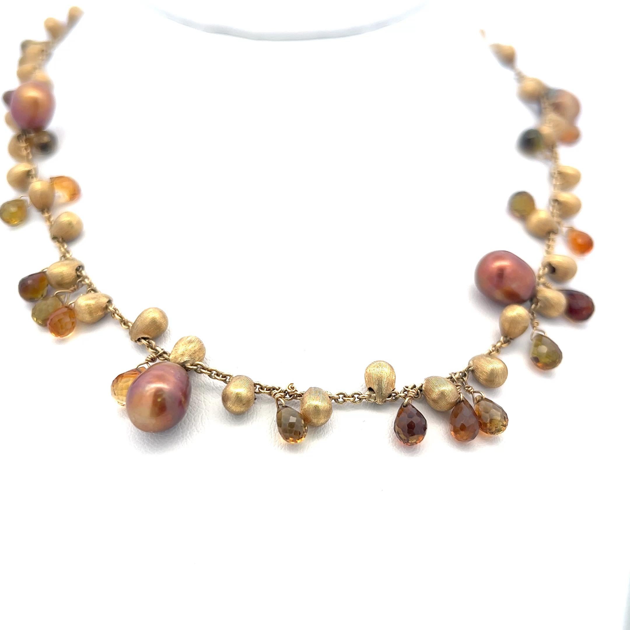 Marco Bicego 5.8-4.3mm Briolette Citrine A Link en or jaune 18 carats Bon état - En vente à New York, NY