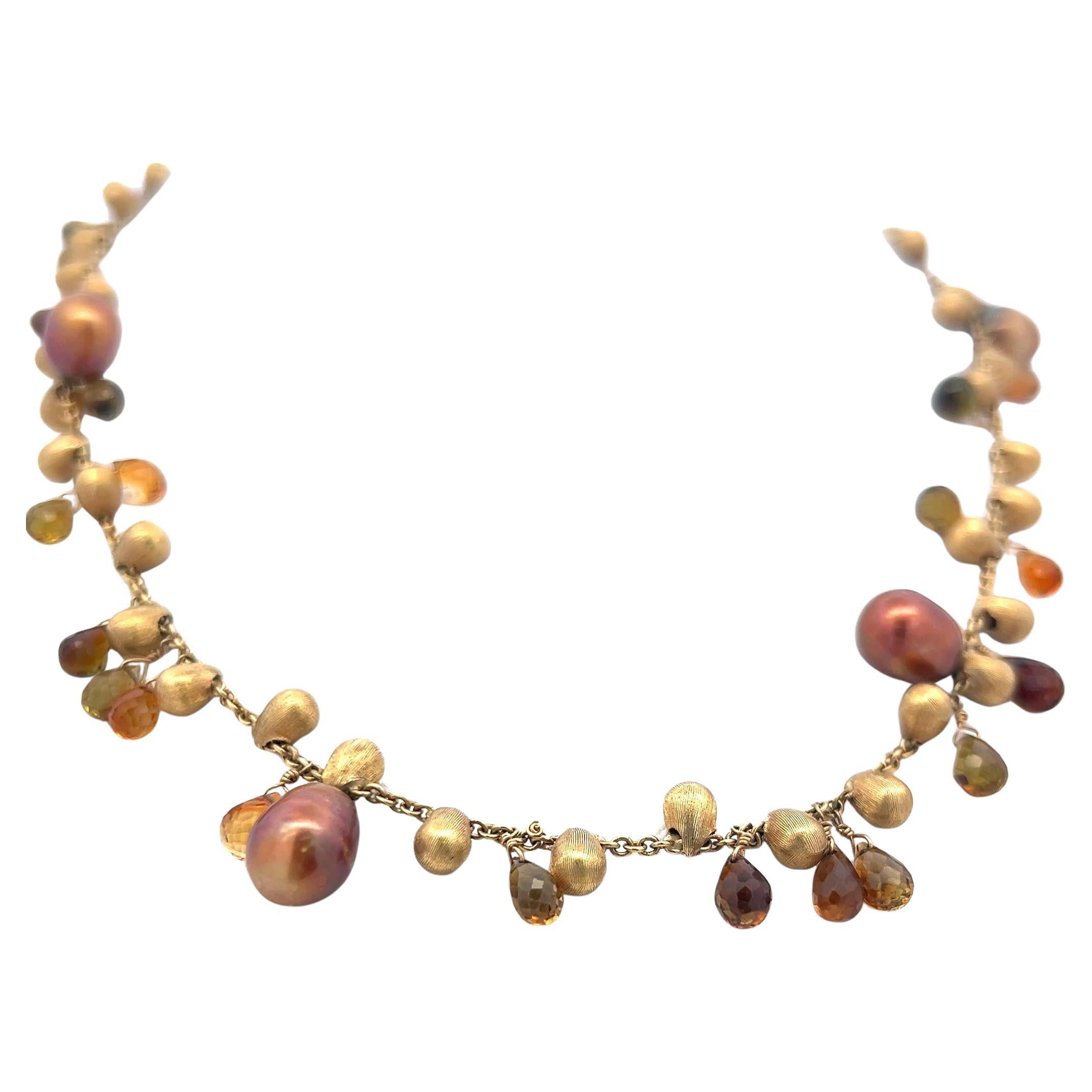 Marco Bicego Gliederhalskette aus 18 Karat Gelbgold mit 5.8-4.3 mm Briolette und Citrin