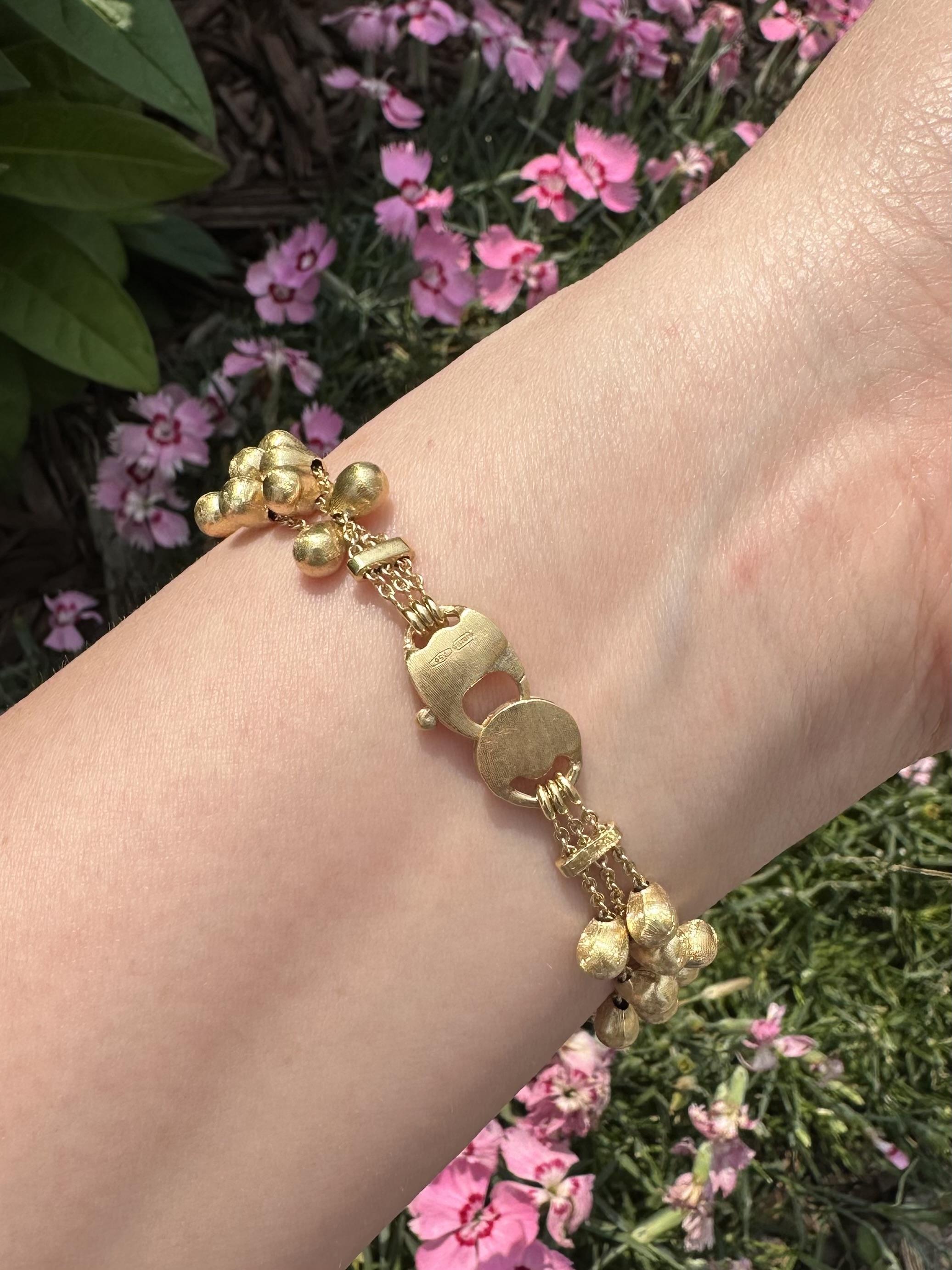 Marco Bicego Acapulco 18k Yellow Gold 3 Strand Bead Dangle Bracelet For Sale 2