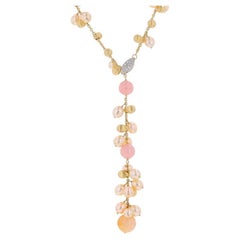 Marco Bicego Acapulco Opal, Pearl, & Diamond Lariat Necklace 16" Yellow Gold 18k