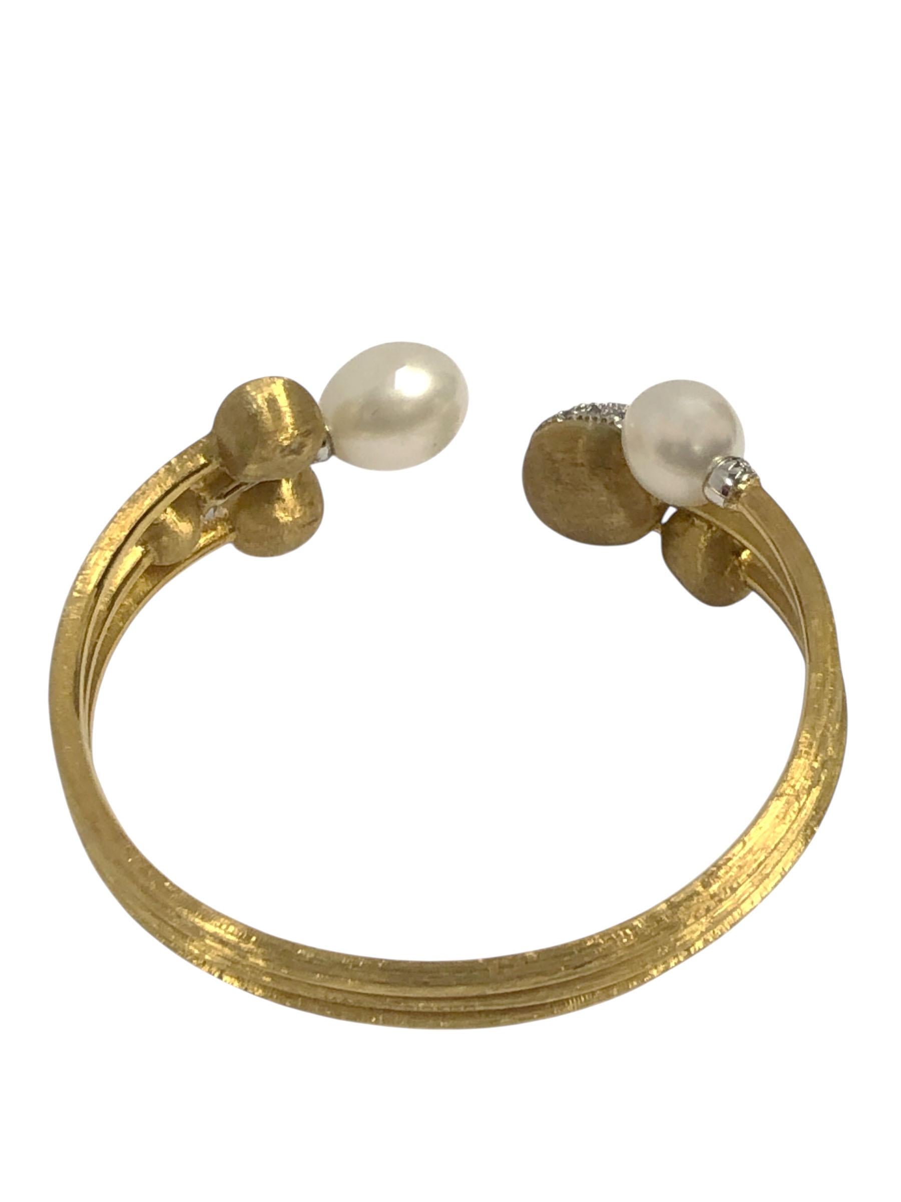 Marco Bicego manchette Africa en or, diamants et perles Excellent état - En vente à Chicago, IL