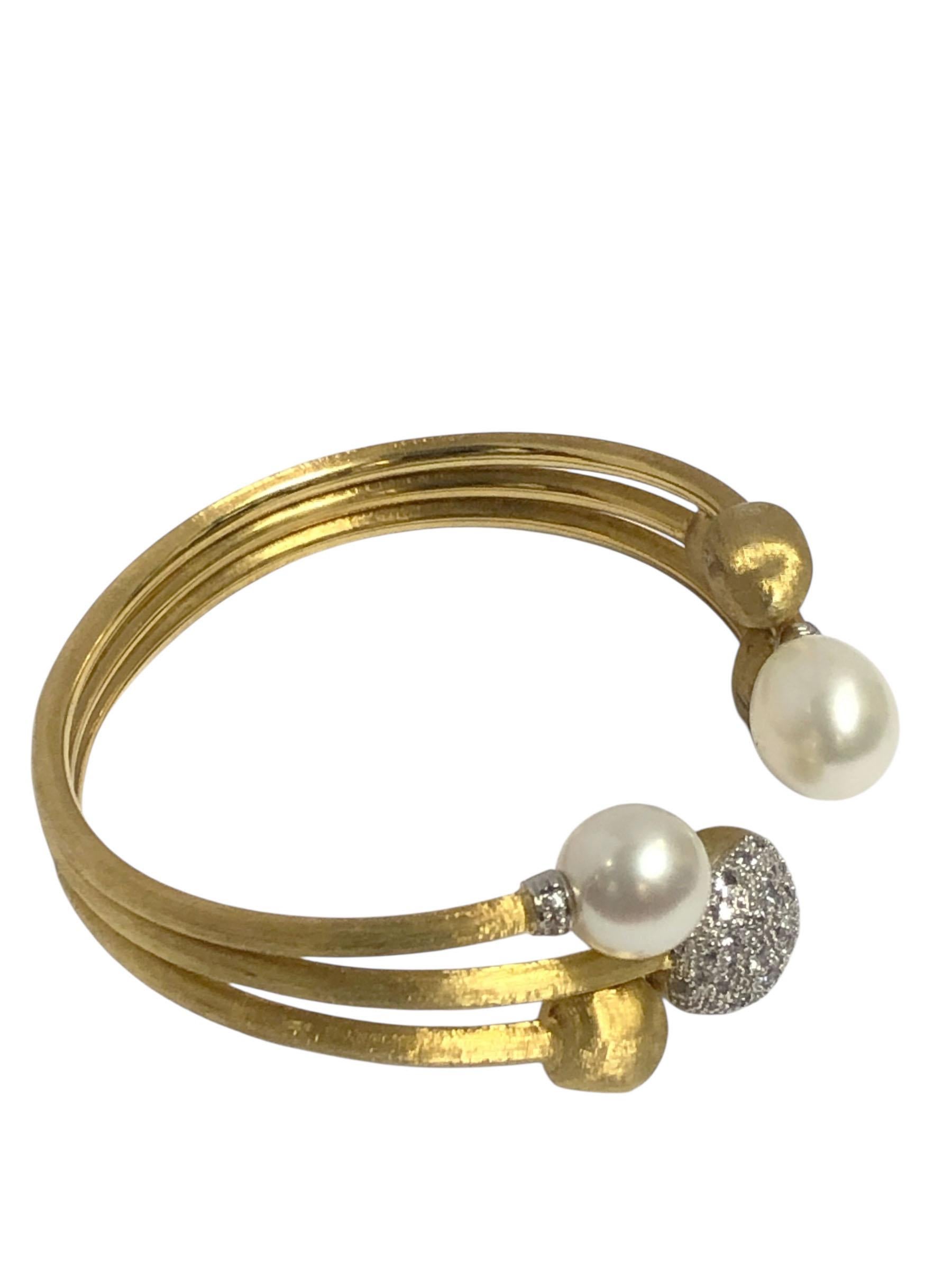 Marco Bicego manchette Africa en or, diamants et perles Unisexe en vente