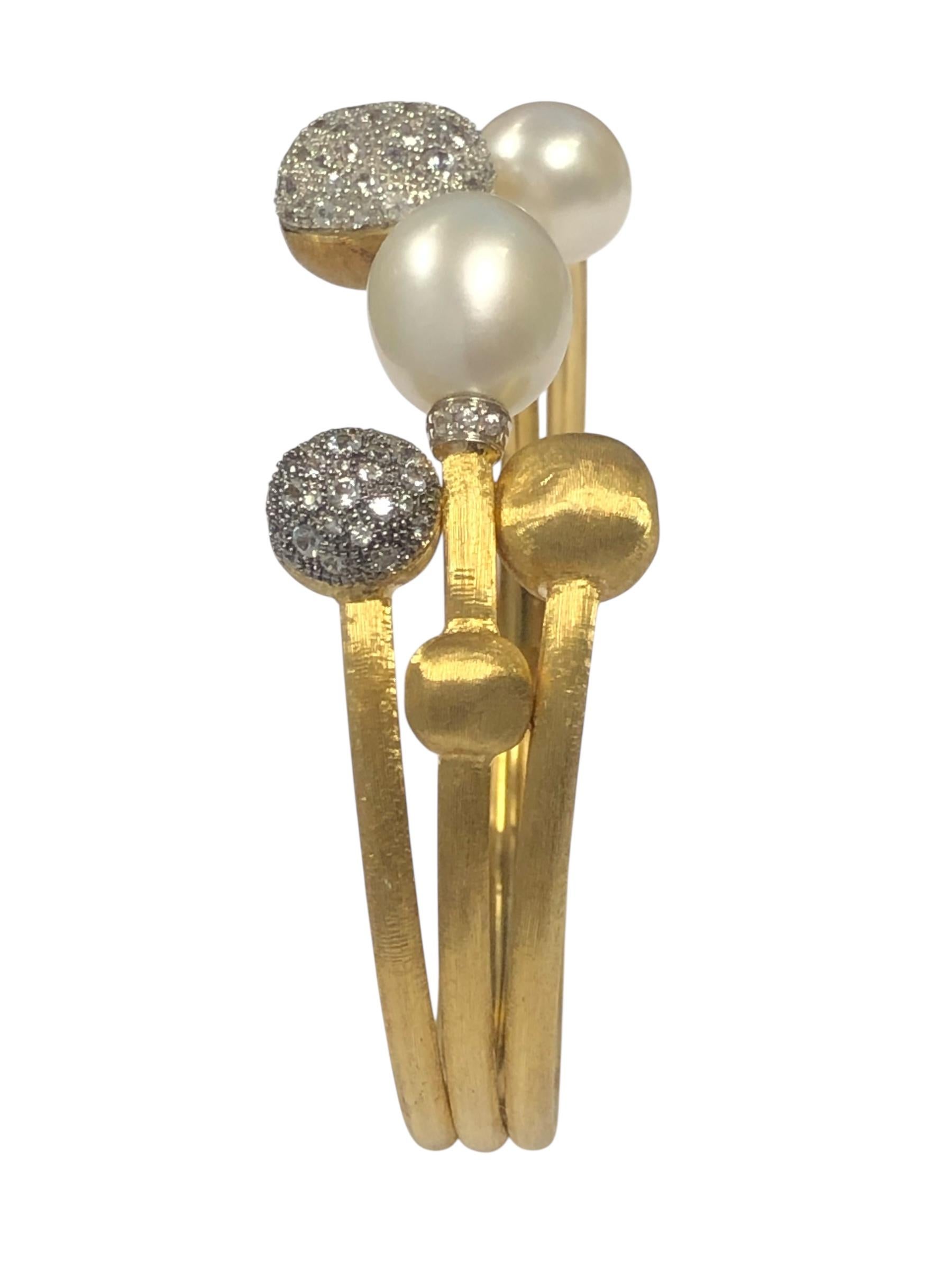Marco Bicego manchette Africa en or, diamants et perles en vente 1