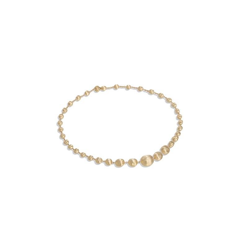 Marco Bicego Africa in 18K yellow gold graduated necklace. Inspired by tribal jewelry and the soft dunes of the Sahara, this Africa Gold Necklace is hand engraved by Italian artisans
17 inch
CB1416 Y 02 
