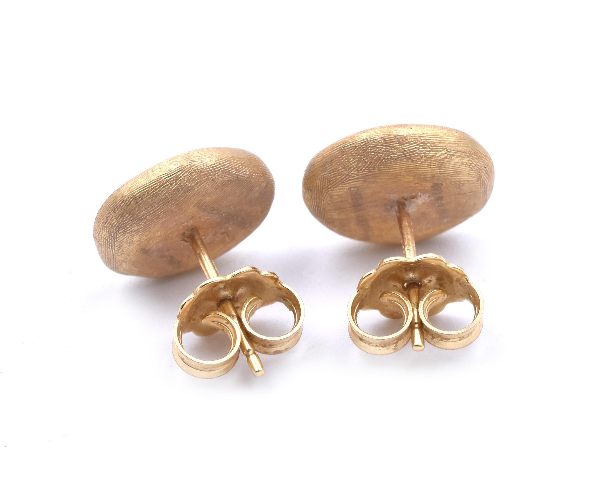 Marco Bicego “Africa” Textured Bean Stud Earrings In Excellent Condition In Scottsdale, AZ