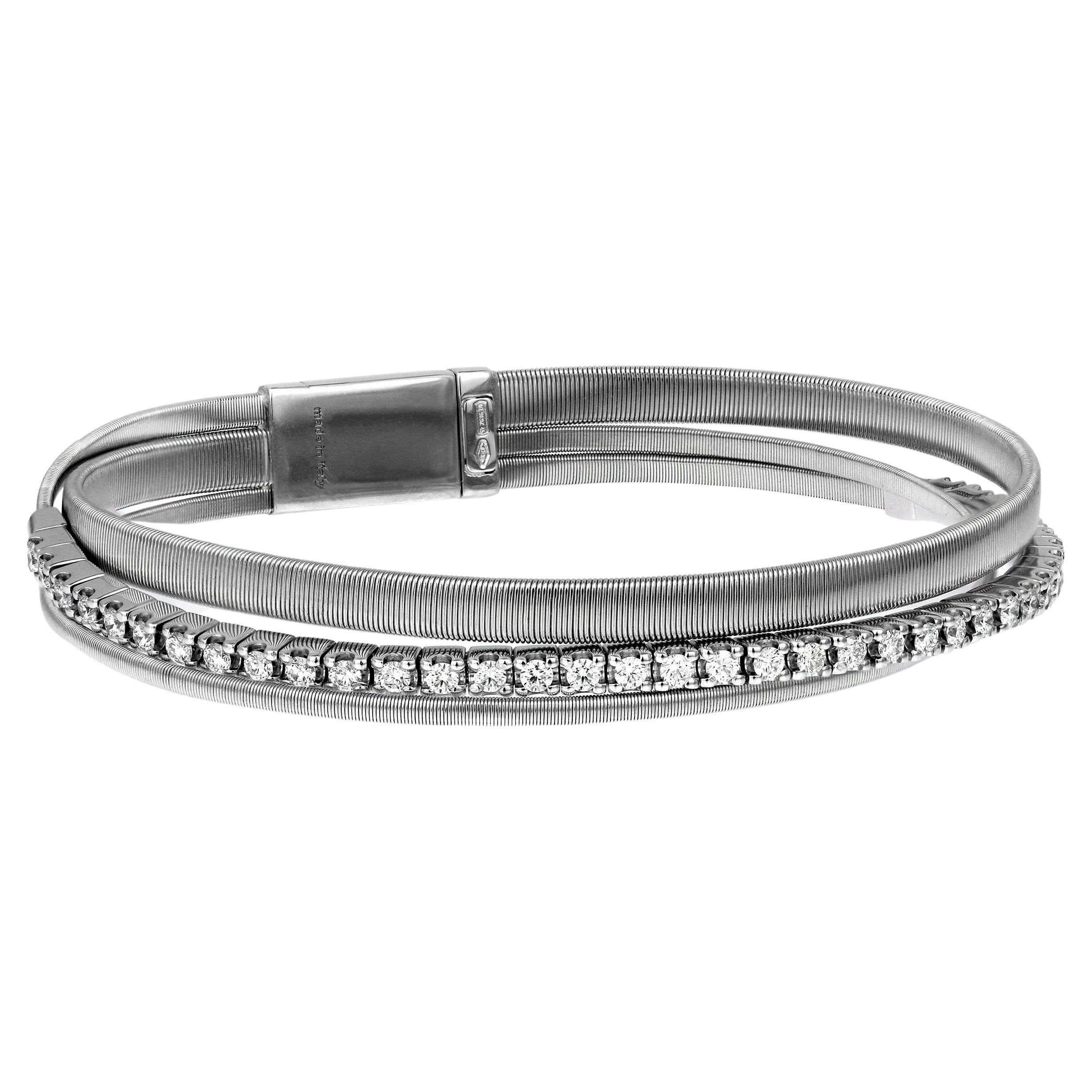 Marco Bicego, Masai, Three Strand Diamond Bracelet in 18-K White Gold