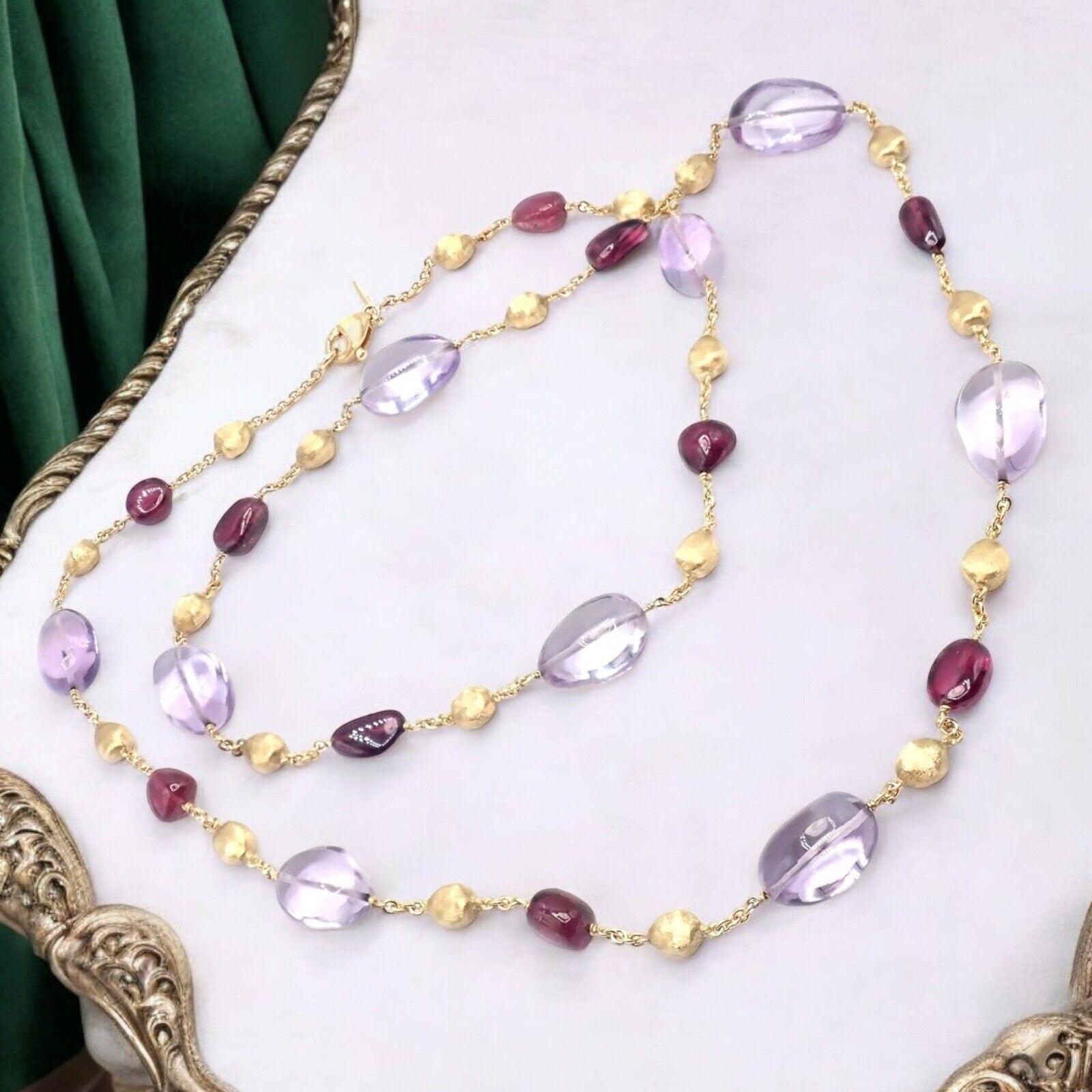 Taille cabochon Marco Bicego Collier long en or jaune avec améthyste, rhodolite et grenat de 31 pouces en vente