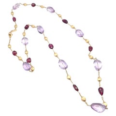 Marco Bicego Amethyst Rhodolite Garnet 31" Long Yellow Gold Necklace