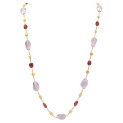 Marco Bicego - Collier de perles en or jaune 18 carats avec améthyste et tourmaline