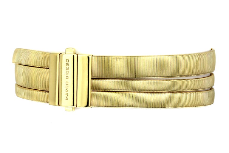 Marco Bicego Bracelet Masai, Diamonds ThreeStrand in 18 Karat Yellow