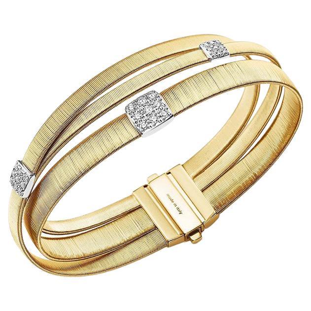 Marco Bicego Bracelet Masai, Diamonds Three-Strand in 18 Karat Yellow Gold