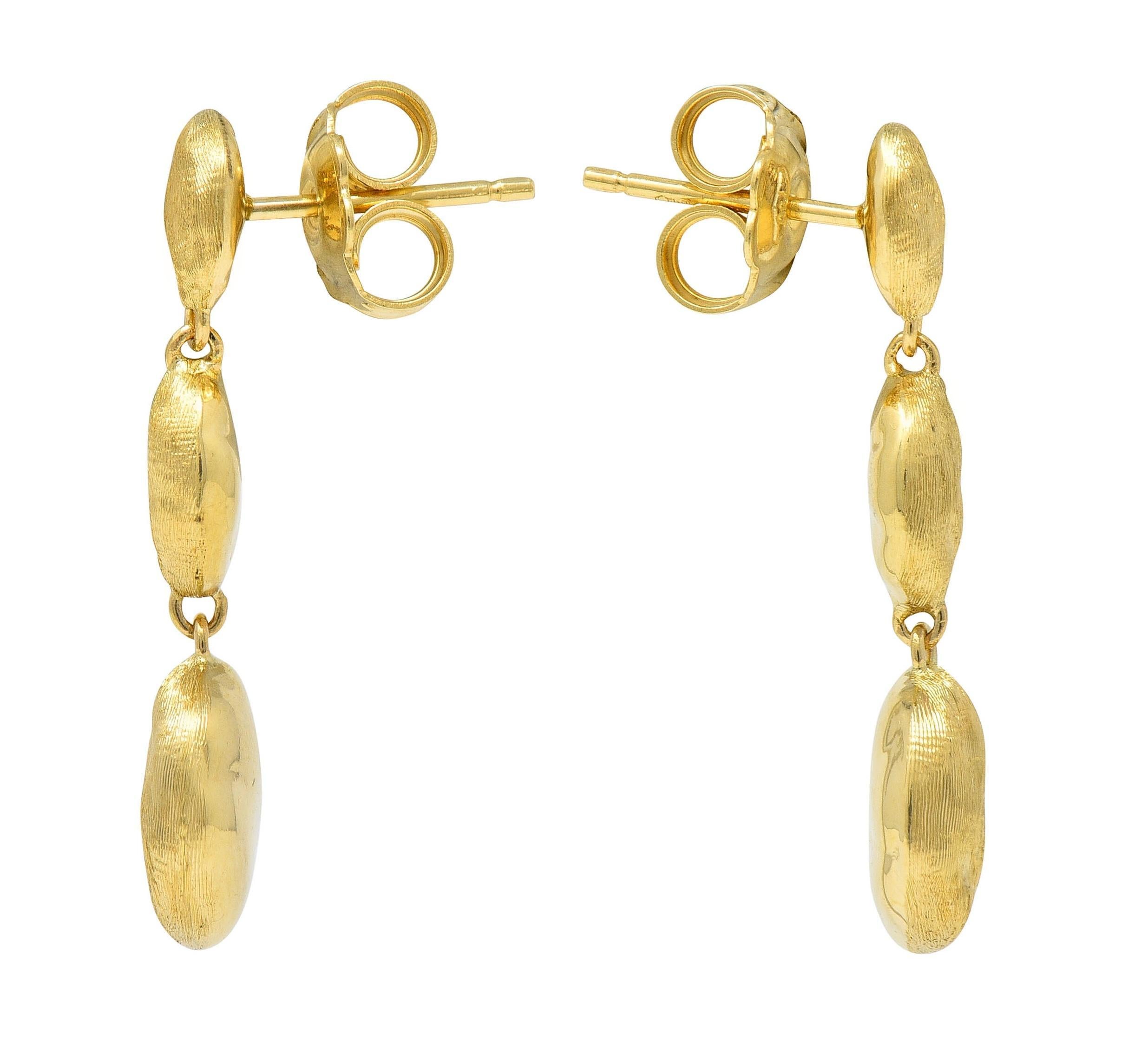 Marco Bicego Brushed 18 Karat Yellow Gold Siviglia Drop Earrings In Excellent Condition In Philadelphia, PA