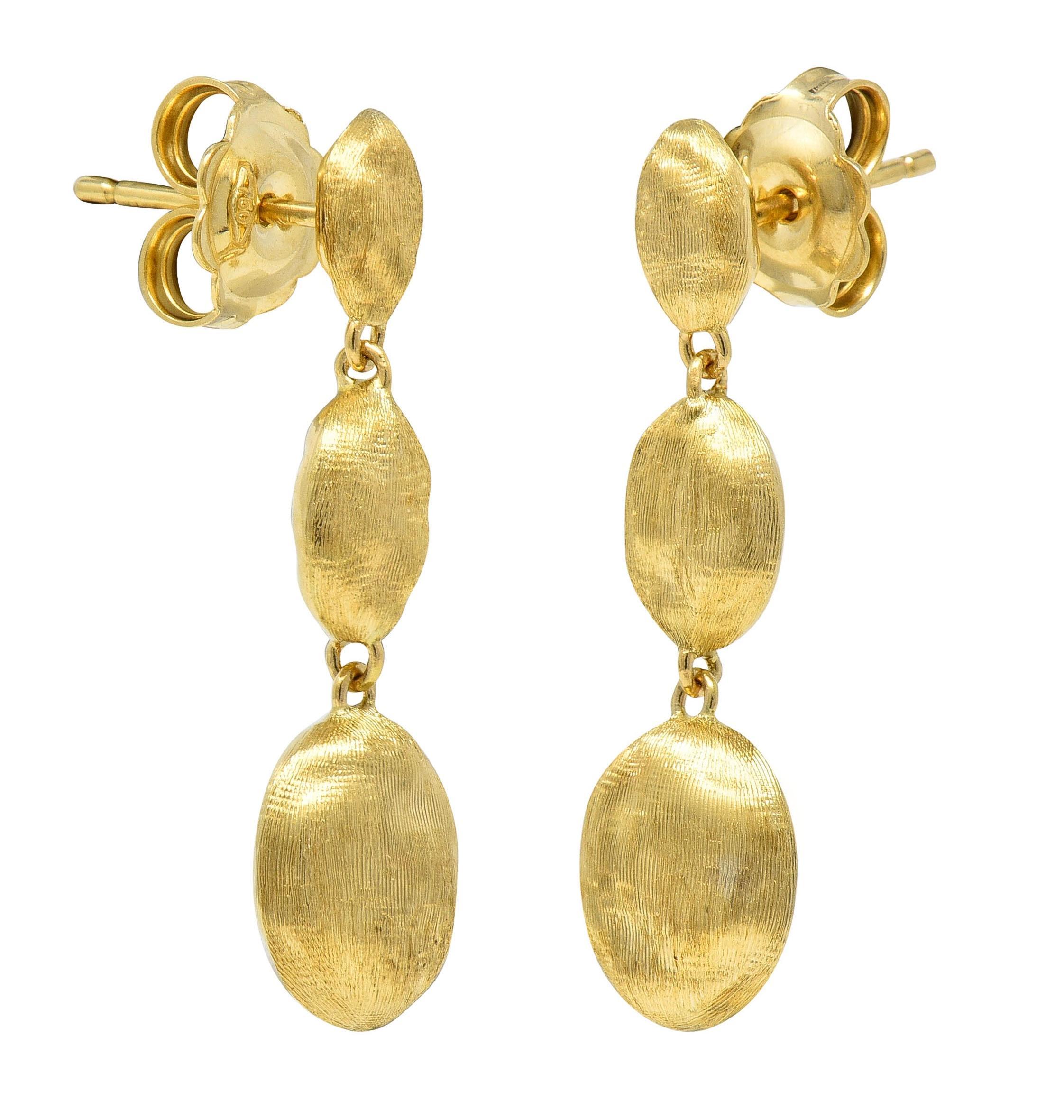 Marco Bicego Brushed 18 Karat Yellow Gold Siviglia Drop Earrings 3